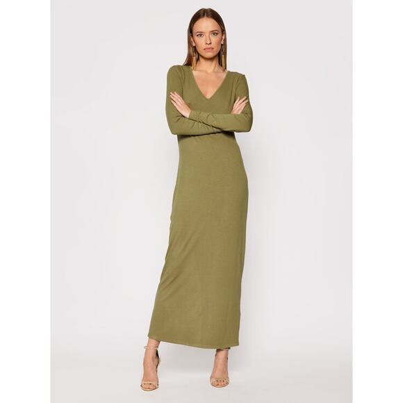 SAMSOE SAMSOE Patty Moss Green Long Sleeve Ribbed Maxi Dress US SMALL - Picture 1 of 11
